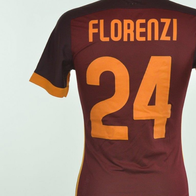 Authenticated Florenzi shirt worn during Frosinone 0-2 Roma