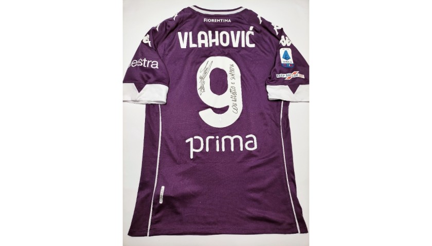 Vlahovic's Signed Match Shirt, Fiorentina-Milan 2021 - CharityStars