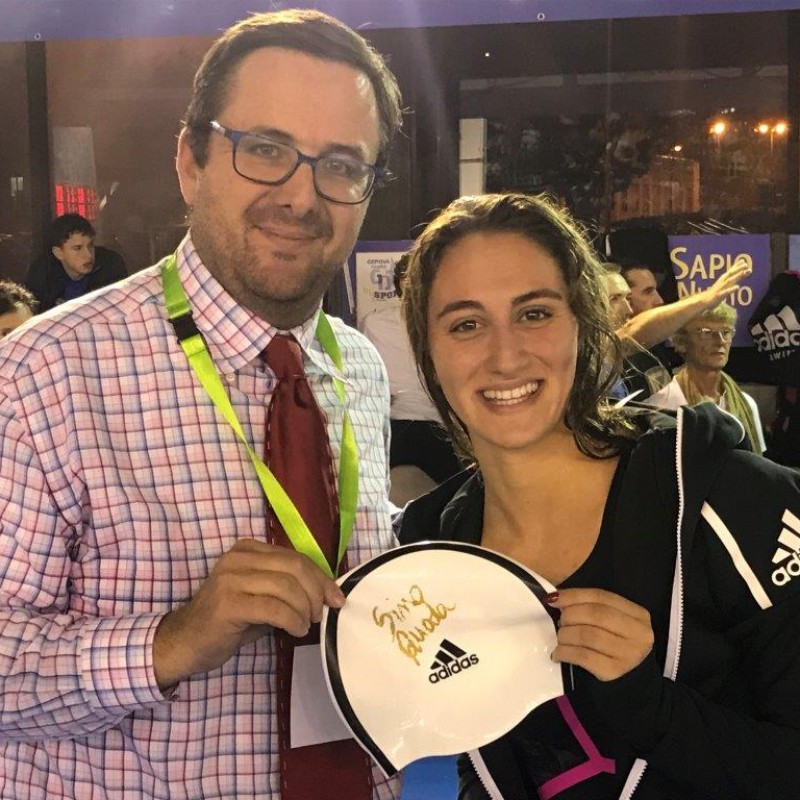Simona Quadarella's Worn and Signed Swimming Cap