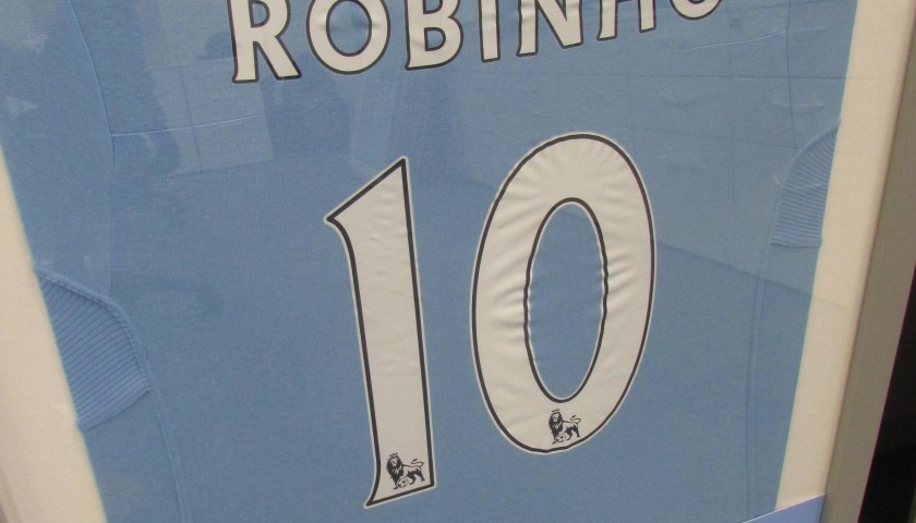 Framed Manchester City 09 10 Home Shirt Signed By Robinho Charitystars