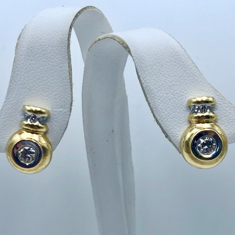 14KT Two-Tone Diamond Earrings