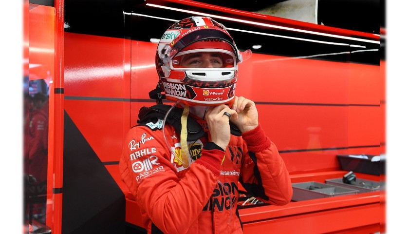 Ferrari 2020 Mini Helmet - Signed by Charles Leclerc - CharityStars