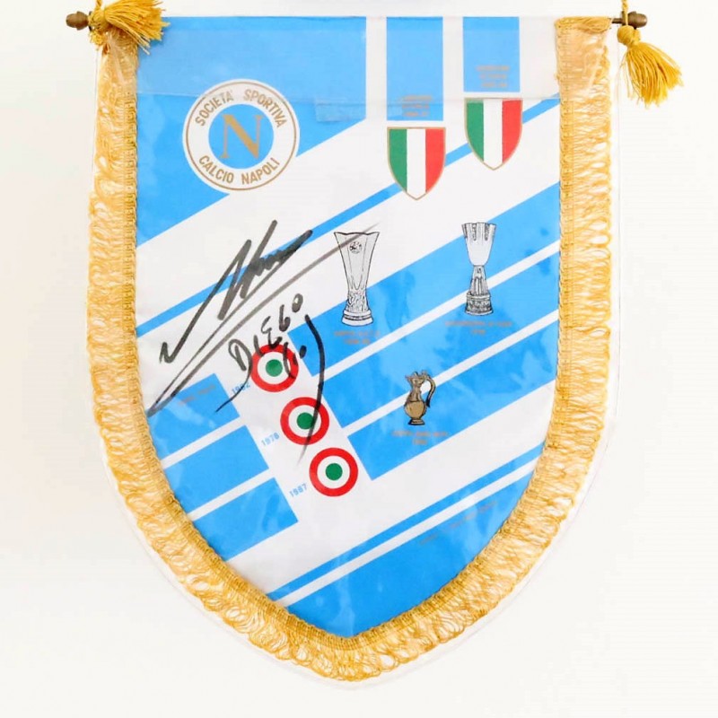 Official Napoli 1990/91 Pennant - Signed by Maradona