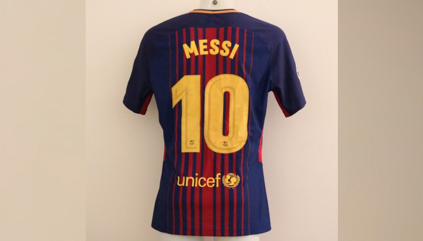 Messi's Barcelona Match-Issue UCL 2017/18 Shirt - CharityStars