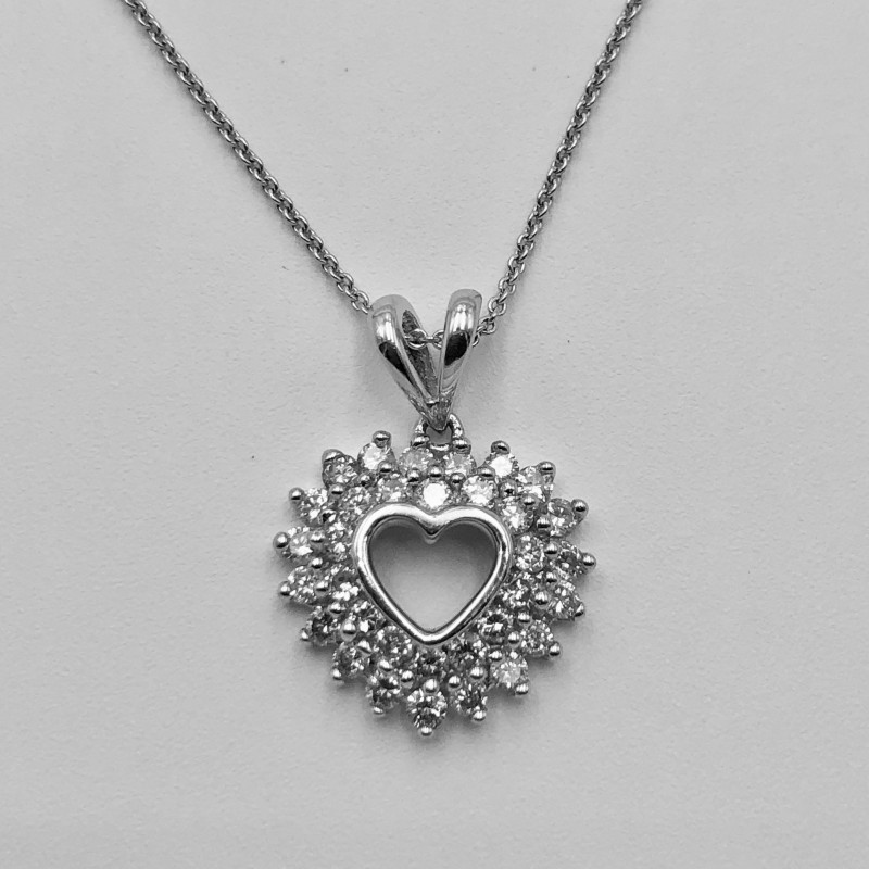 14KT White Gold Diamond Heart Pendant