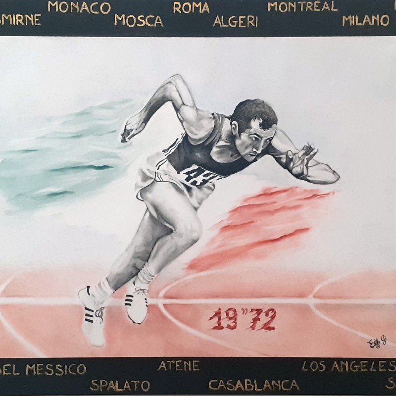 Pietro Mennea - Hand painted on porcelain by Fabiana Giusti
