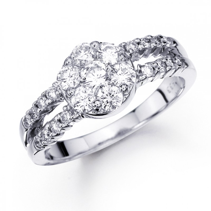 14KT White Gold 1.00 Carat Diamond Ring with Split Shank