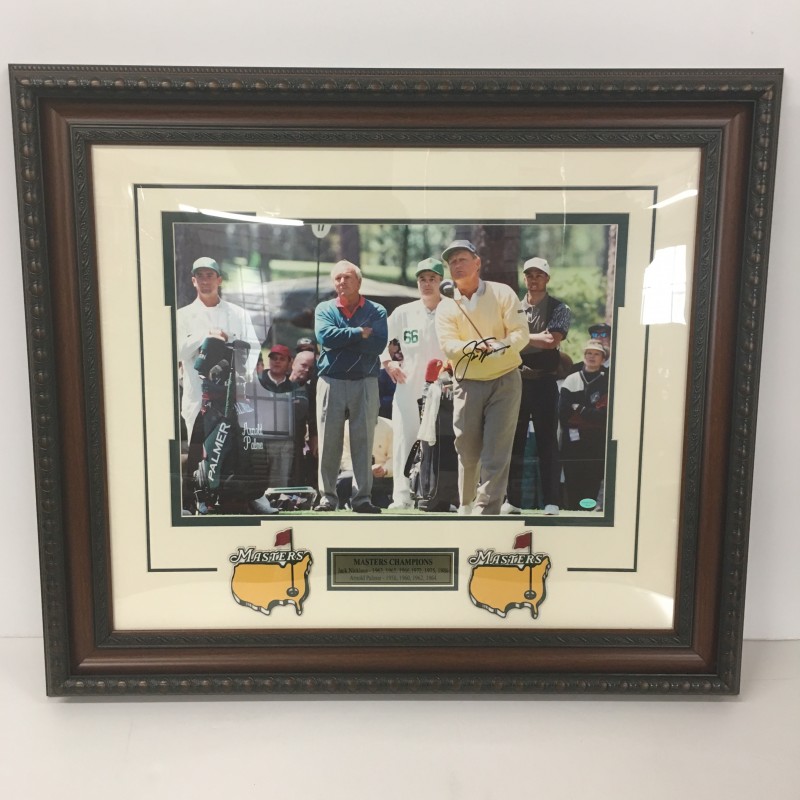 Jack Nicklaus Autographed Photograph at the 1996 Masters with Tiger Woods & Arnold Palmer