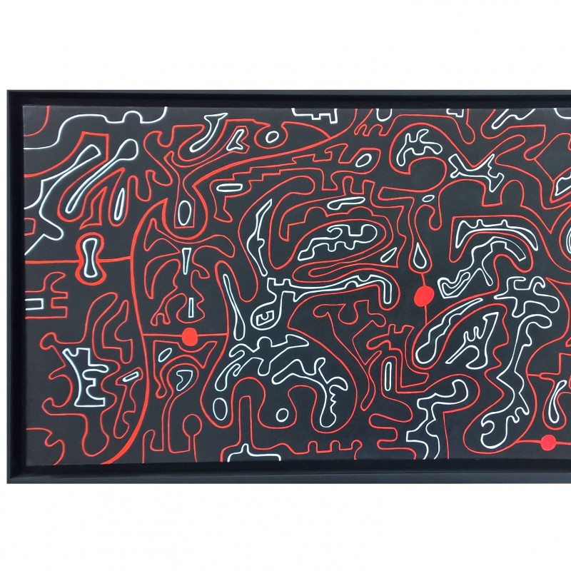 "Composizione in nero" - acrylic on canvas by Massimo Rubbi - 80x40 cm