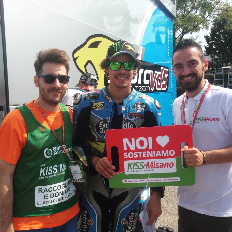 KiSS Misano Banner Signed by Morbidelli, Abraham, Smith and Espargarò