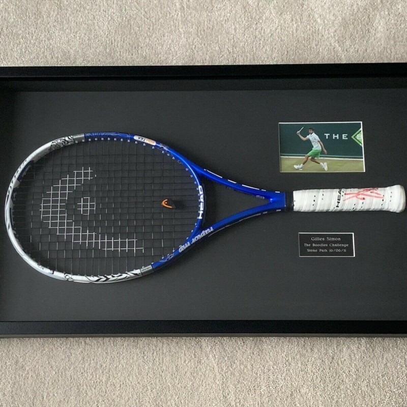 Gilles Simon Signed Tennis Racket Display