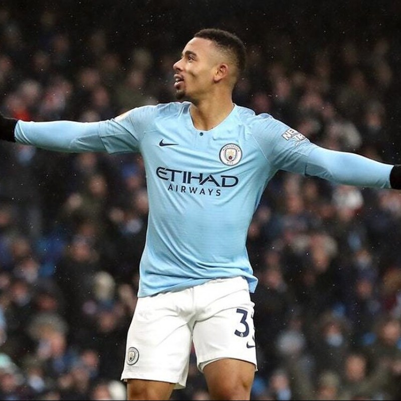 G. Jesus' Manchester City Match White Shorts, Premier League 2018/19