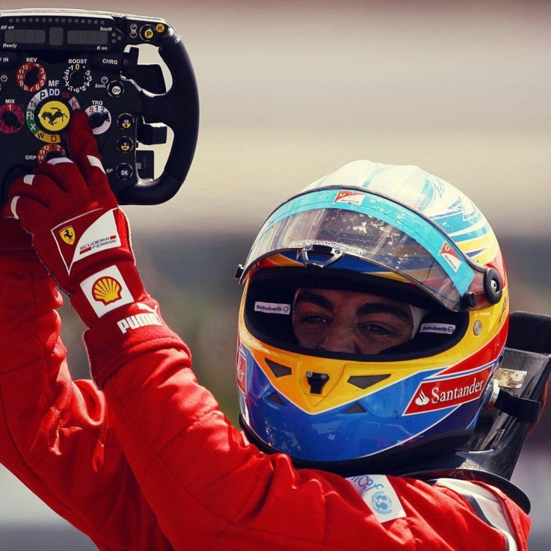Fernando Alonso and Felipe Massa Signed Steering Wheel