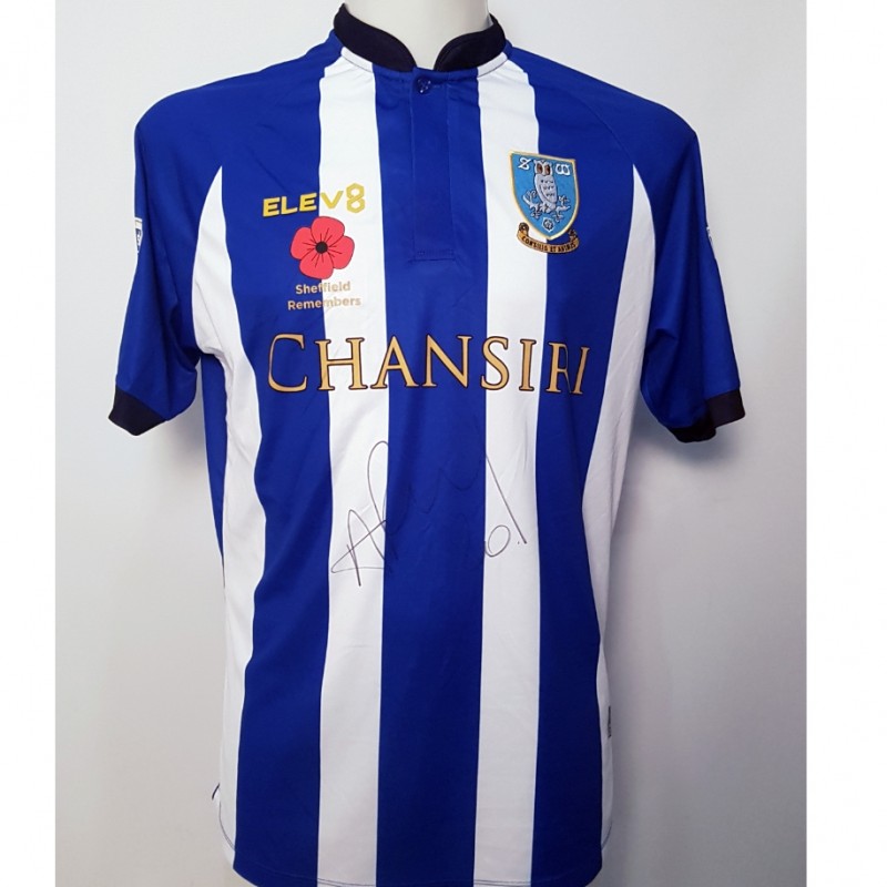 Adam Reach's Sheffield Wednesday Worn and Signed Poppy Home Shirt