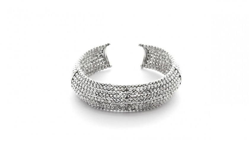 Officina Bernardi 925 Sterling Silver 9 Row Moon Bead Cuff