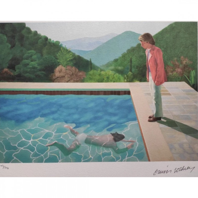 "Dive In" Lithograph Signed by David Hockney