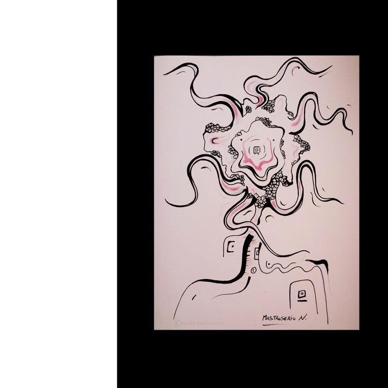 "Studio per Magical" – acrylic and felt pen on cardboard by Nicola Mastroserio – 50x39 cm