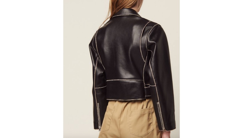 sandro cropped leather jacket