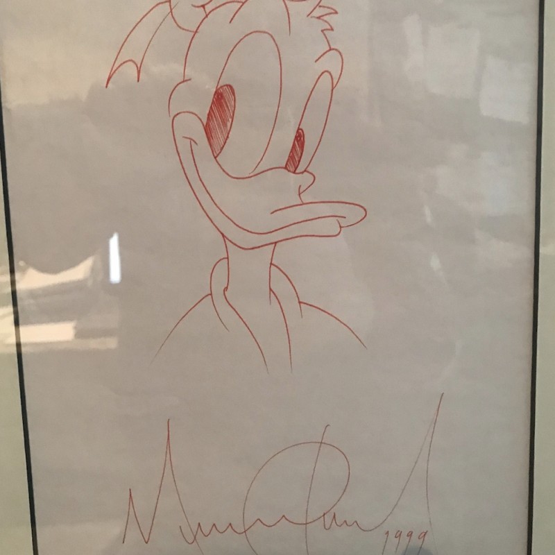 Michael Jackson Original Signed Framed Sketch 1999 Donald Duck