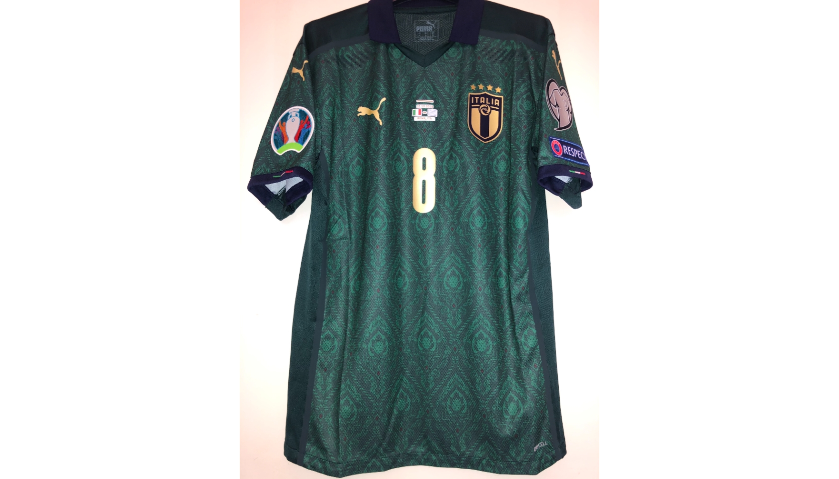 Jorginho's Match Shirt, Italy-Greece 2019 - CharityStars