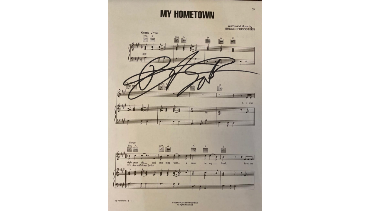 Bruce Springsteen Signed My Hometown Sheet Music CharityStars Bruce Springsteen Signed My Hometown Sheet Music CharityStars