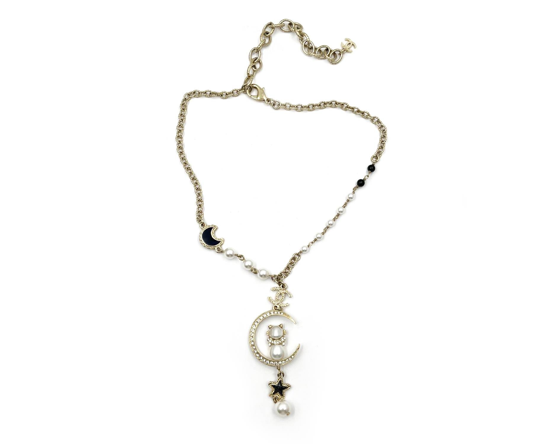 Chanel Moon Pearl Cat Long Pendant 