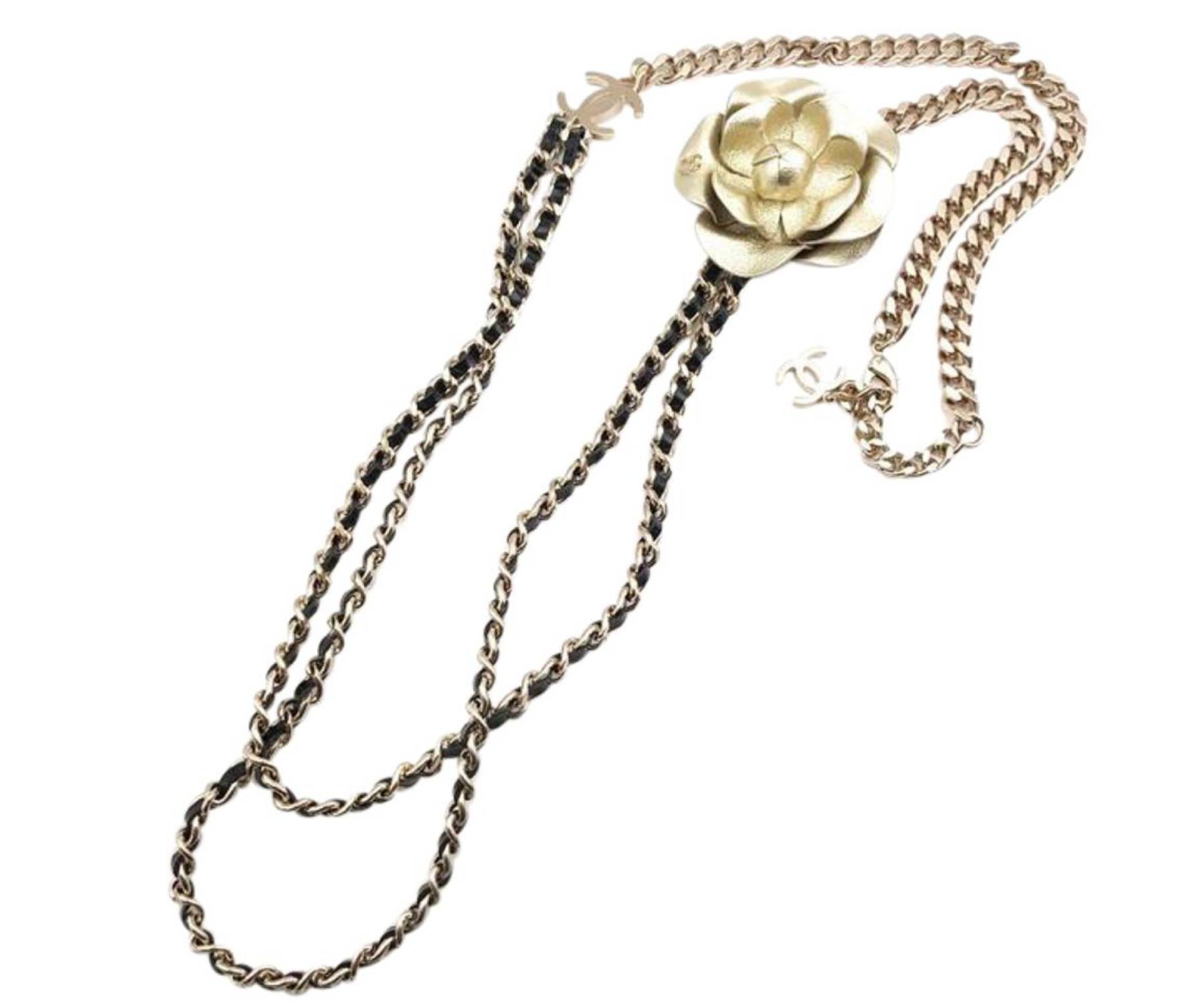 Chanel Gold Chain Necklace with Gold 