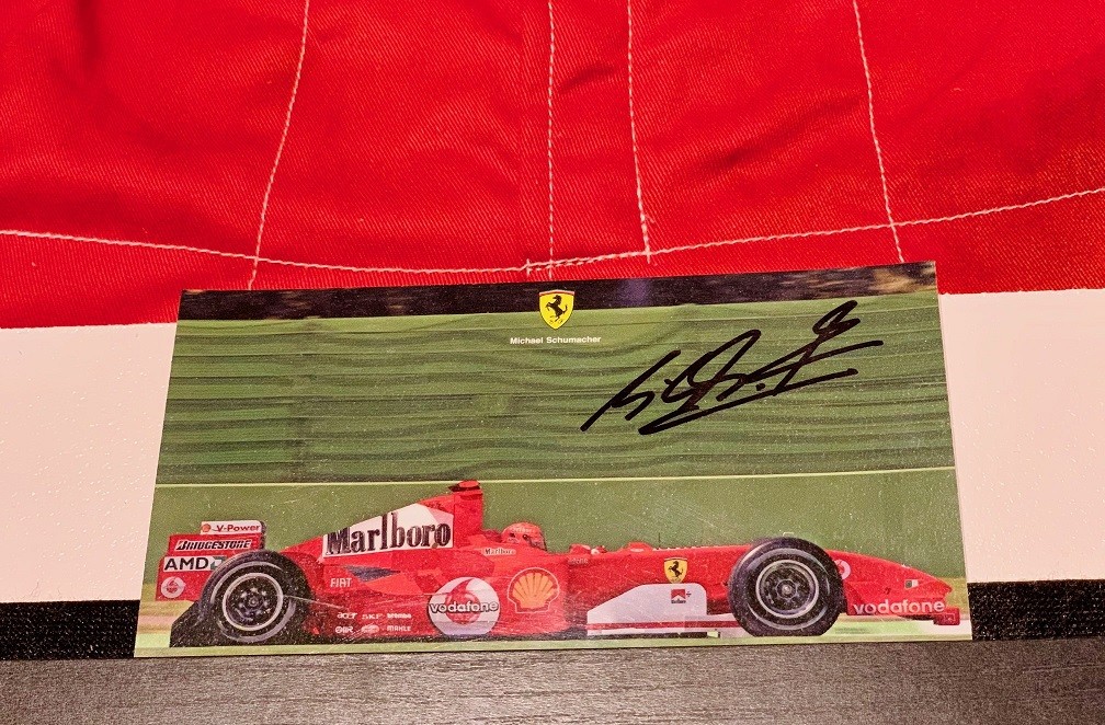Michael Schumacher Signiertes Ferrari Foto Display 25,4x20,3cm