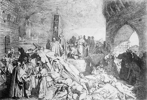 Etching: the plague in Florence, 1348. The plague in Florence, 1348; illustrating Boccaccio's Decameron by Luigi Sabatelli
