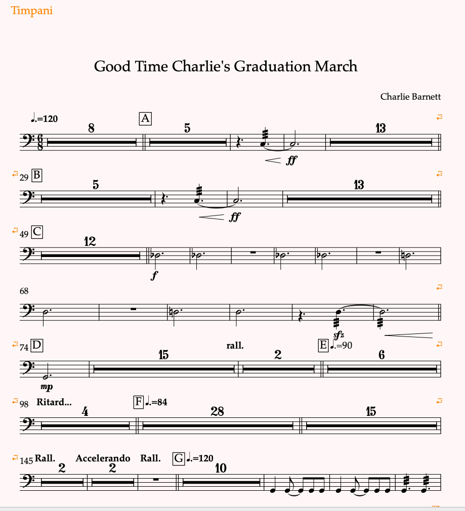 First page of the score for "Good Time Charlie's Graduation March"