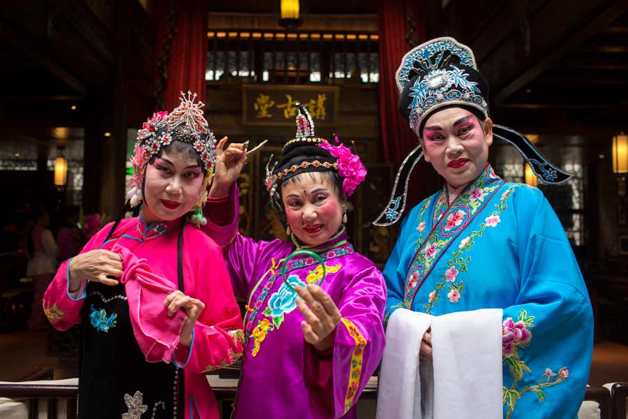 Guilin Opera Performers in full costume and makeup