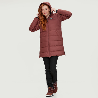 Manteau long en duvet pour femme de couleur marron