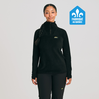  chandail thermique à col zippé pour femme de couleur noir