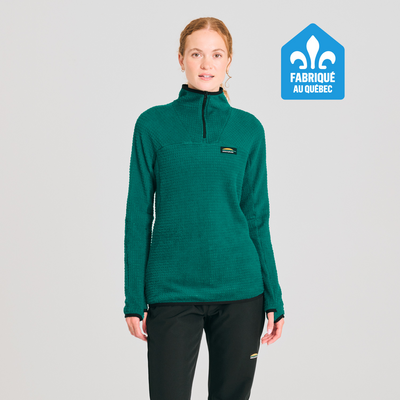  chandail thermique à col zippé pour femme de couleur vert