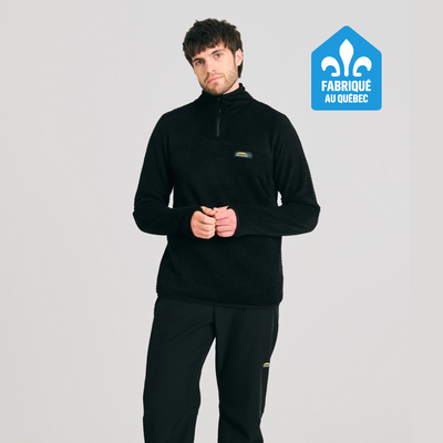 chandail thermique à col zippé pour homme de couleur noir
