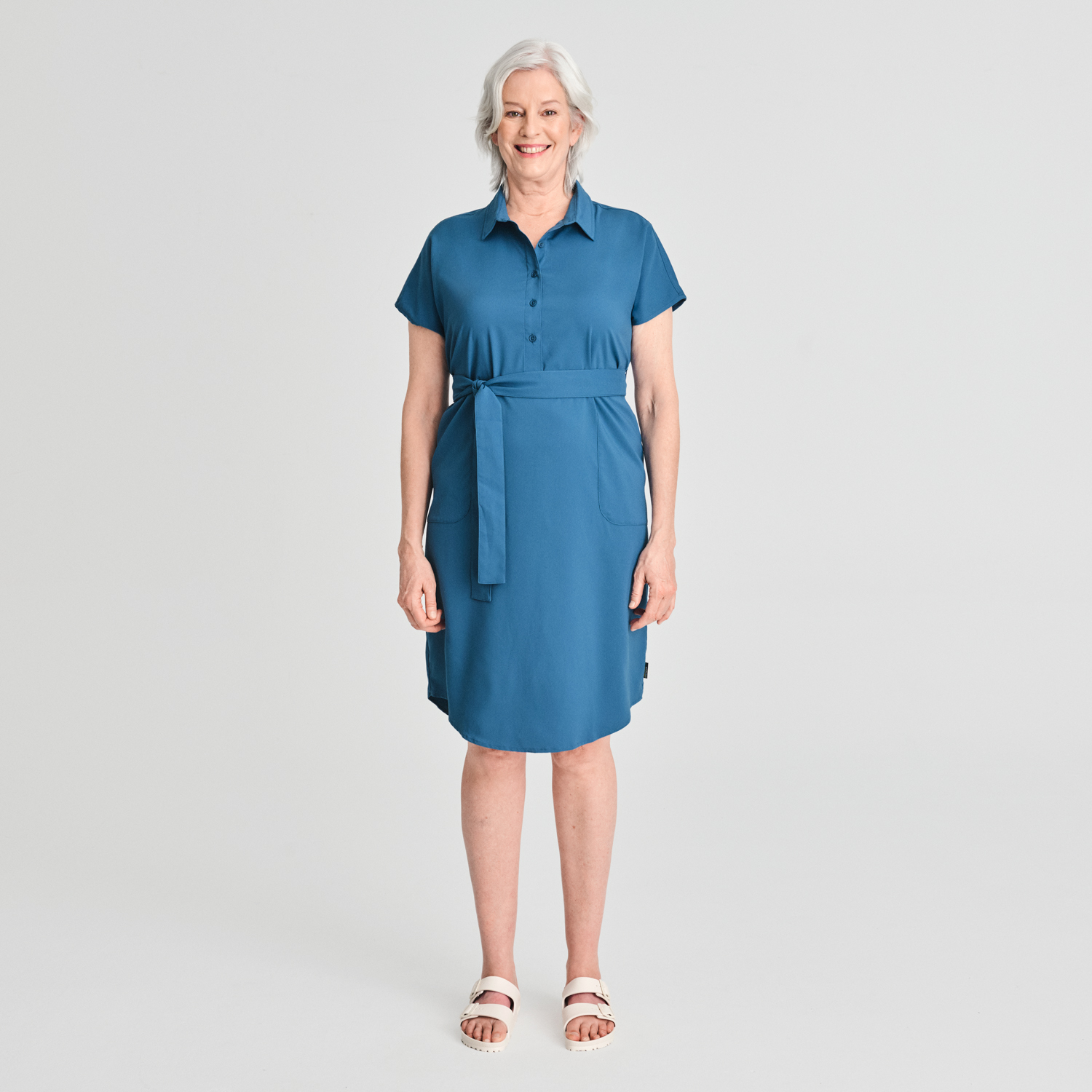 Gaspé - robe chemise de couleur bleu pour femme