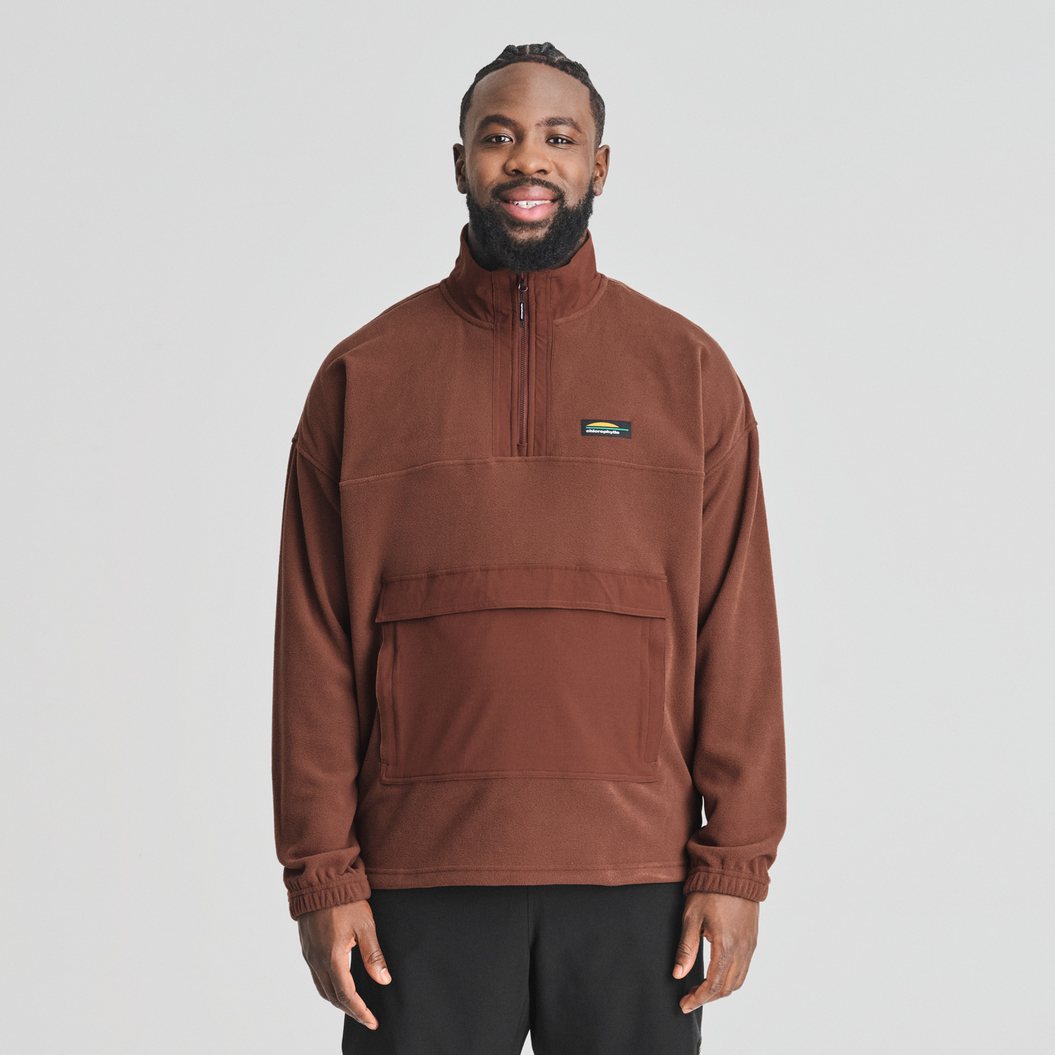 Denali - chandail à demi-zip en polaire couleur brun pour homme
