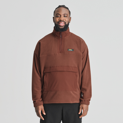 Denali - chandail à demi-zip en polaire couleur brun pour homme