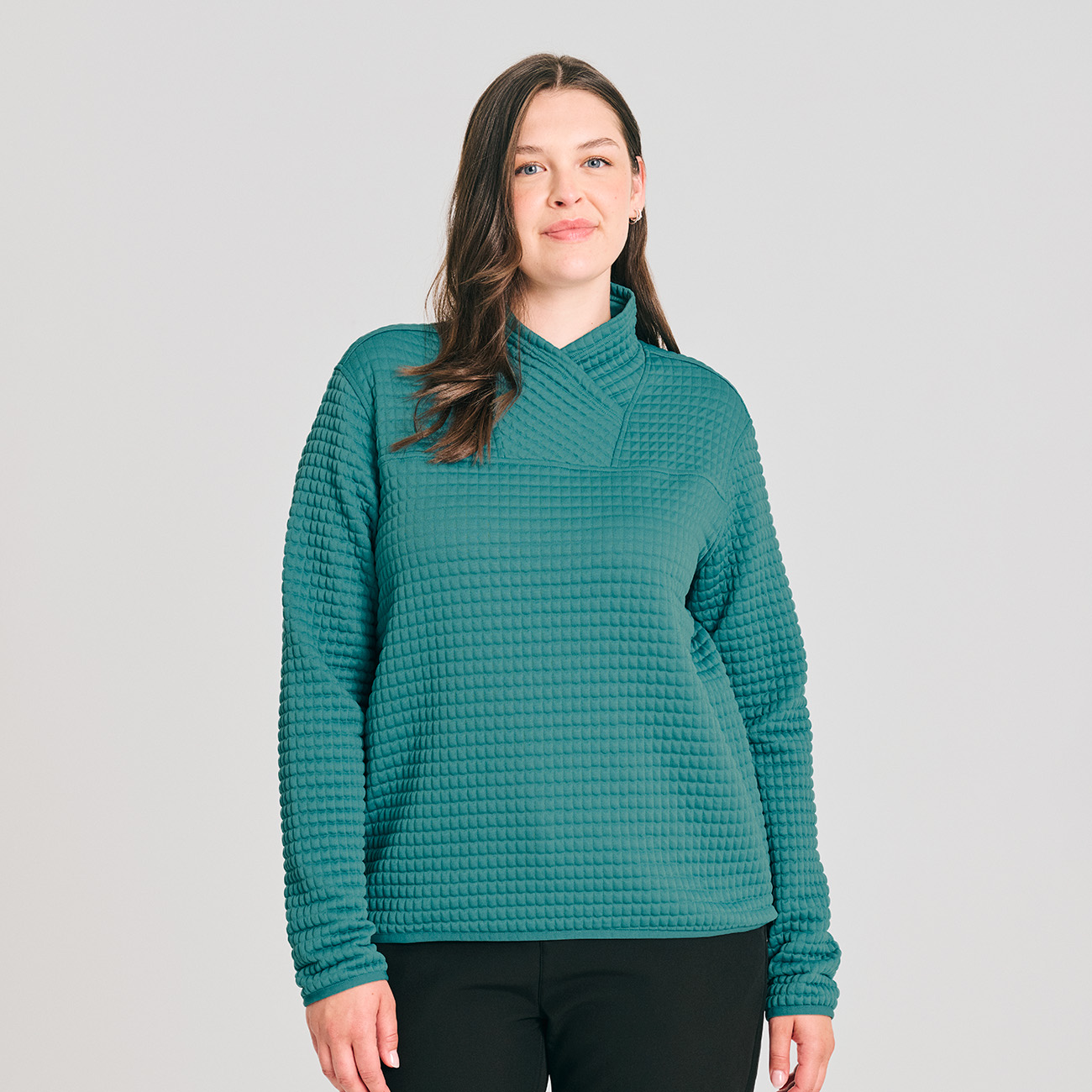 chandail gauffré pour femme couleur bleu