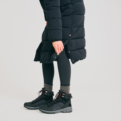 manteau long matelassé pour femme de couleur noir
