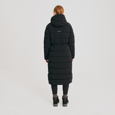 manteau long matelassé pour femme de couleur noir