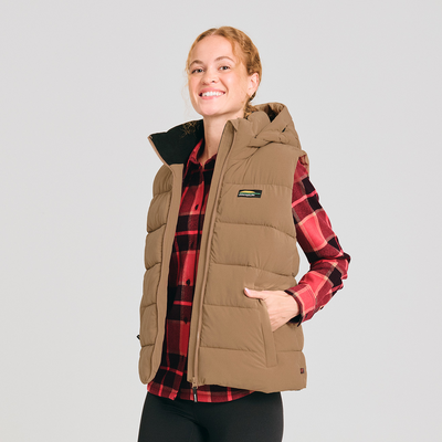 veste isolée sans manches pour femme de couleur beige