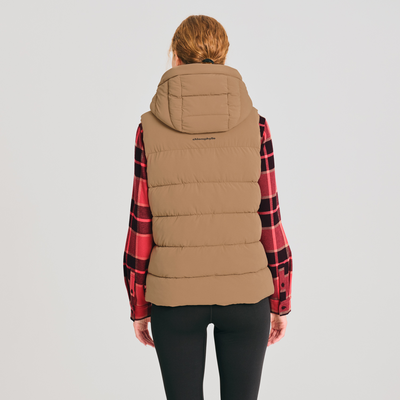 veste isolée sans manches pour femme de couleur beige