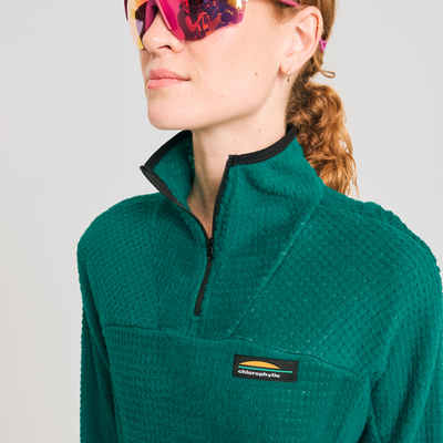  chandail thermique à col zippé pour femme de couleur vert