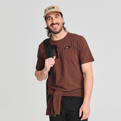 T-classique - t-shirt en coton bio couleur brun pour homme