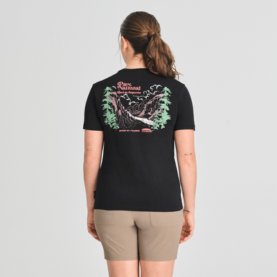 T-shirt noir Parc national en coton biologique couleur noir pour femme