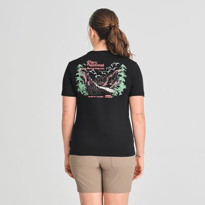 T-shirt noir Parc national en coton biologique couleur noir pour femme