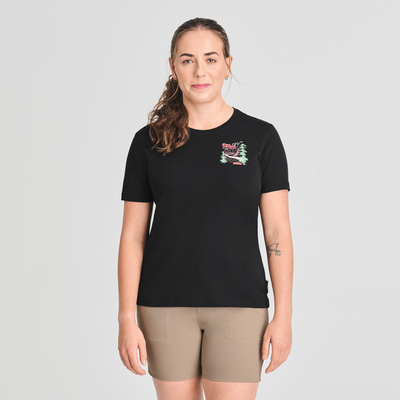 T-shirt noir Parc national en coton biologique couleur noir pour femme