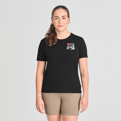 T-shirt noir Parc national en coton biologique couleur noir pour femme