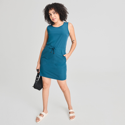 Azimut - robe sans manches extensible de couleur bleu pour femme